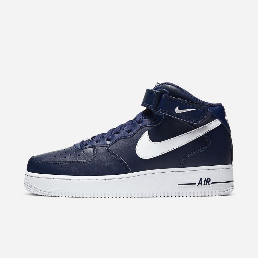 Basket Montante Nike Air Force 1 Mid '07 Bleu Marine 2953-016 Midnight Navy/White Homme | CEI-39778114